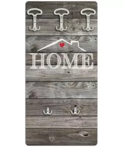 Attaccapanni 'home' in legno con 5 ganci, 45x90x1 cm